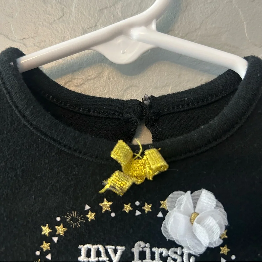⭐️Baby starters my first new year black and gold tutu skirted bodysuit newborn